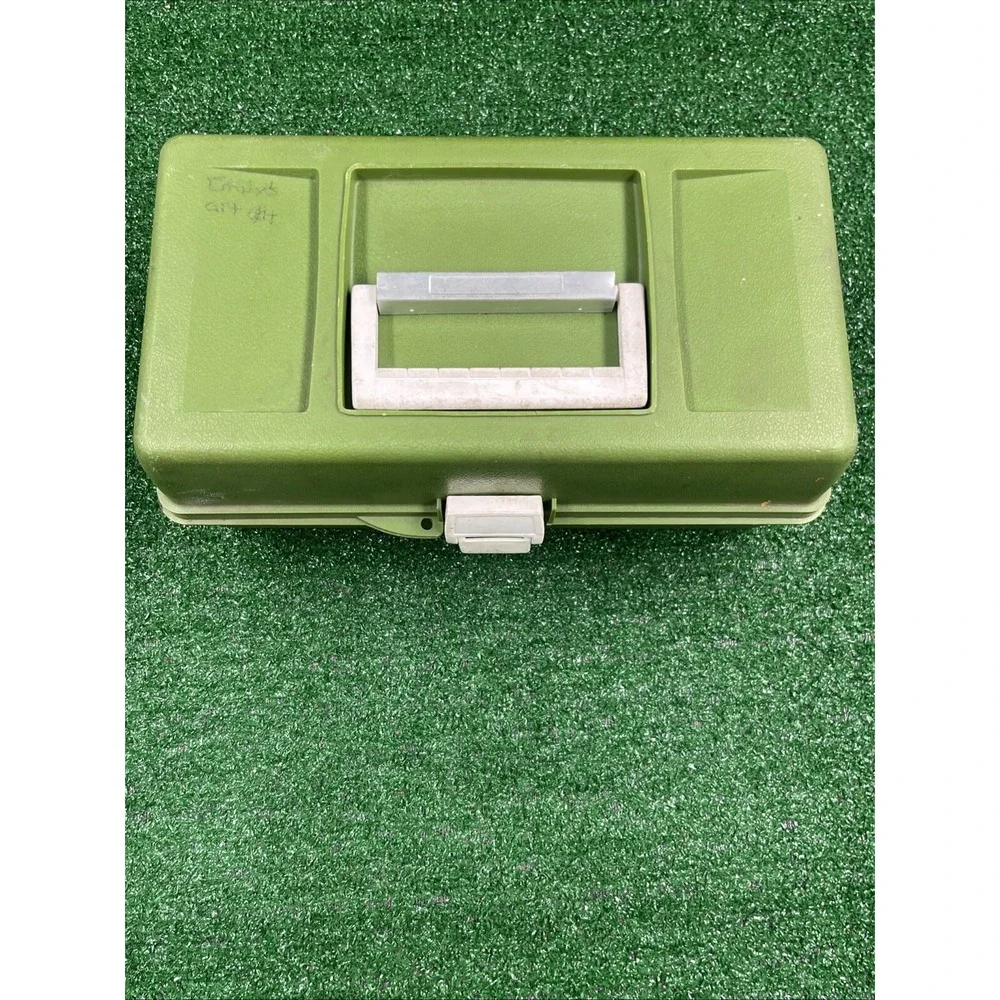 Vintage Ted Williams Tackle Box 34444‎ 3 Tier Trays Green Plastic Fishing Case